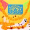 Day of The Dead Decor with 24 Pcs Monarch Butterfly 3 Artificial Marigold Flowers (Orange, Red, Green, Blue)
